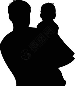 父亲和女婴孩子家庭女孩插图婴儿白色黑色爸爸背景图片