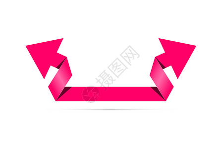 粉色折纸箭头光彩折纸风格箭头横幅插图网络指针粉色奢华标签商业丝带艺术插画