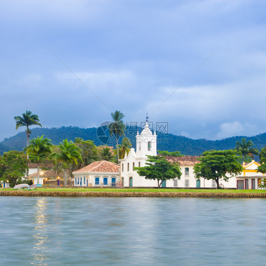 巴西 帕蒂或帕拉蒂 巴西教会地标港口建筑城市殖民教堂建筑学海洋棕榈图片
