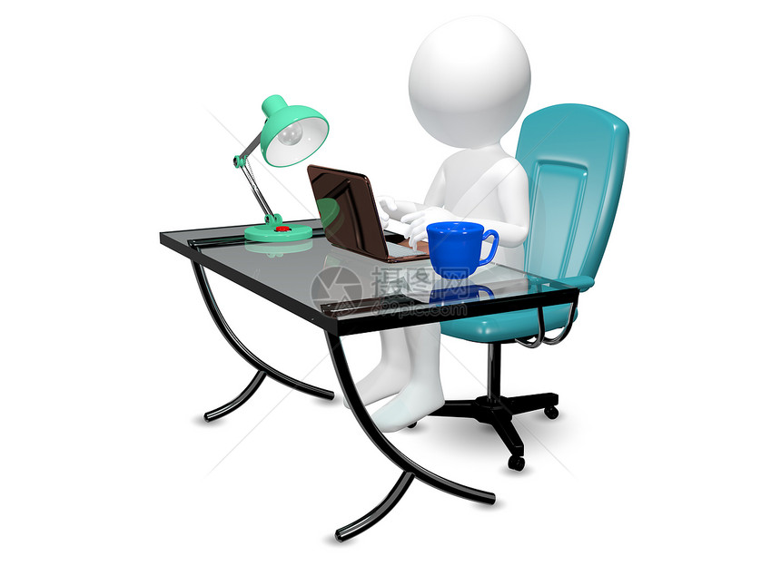 男人在桌子上咖啡工作上网玻璃互联网笔记本电子产品办公室椅子屏幕图片