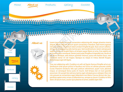 网页导航素材蓝拉拉链网络模板插画