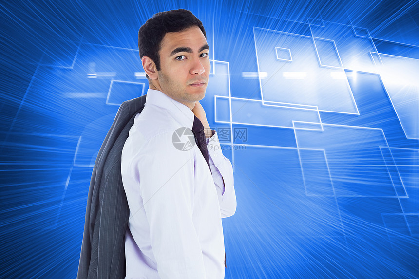 商务人士站立不笑不动的复合形象短发混血商业商务穿越职业计算机男人棕色蓝色图片