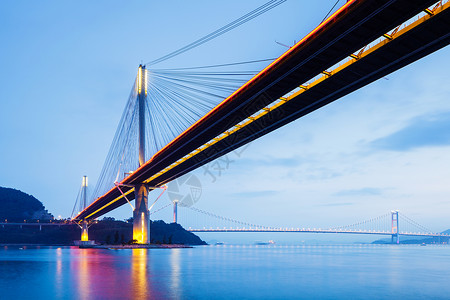 汀九桥黄昏天际线高清图片
