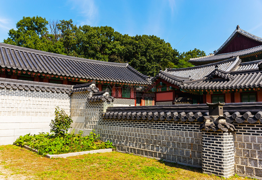 韩国传统建筑朝鲜传统建筑房子雕塑丹青建筑学植物历史天空装饰品古董寺庙图片