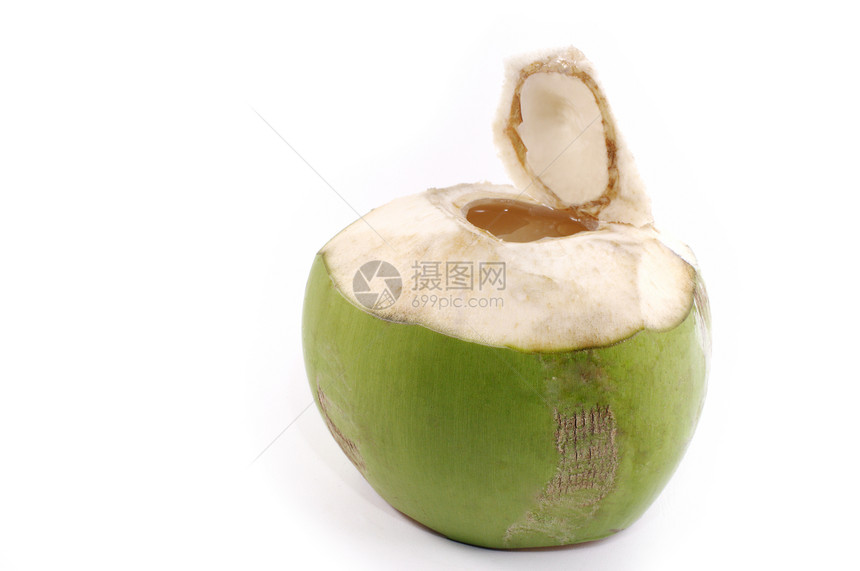 孤立的椰子白色圆形水果情调农业食物热带饮食绿色棕榈图片