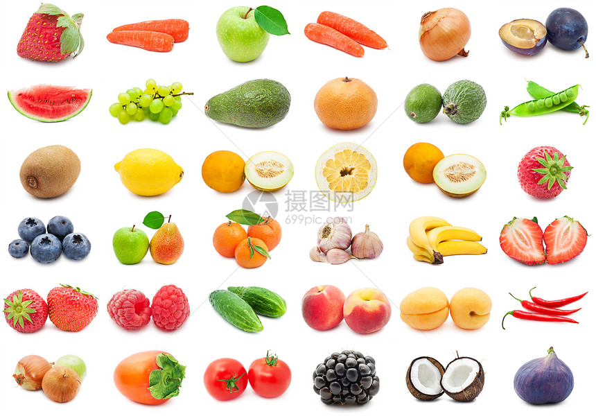 水果和蔬菜黄瓜胡椒香蕉菜花玉米柠檬茄子覆盆子西瓜图片