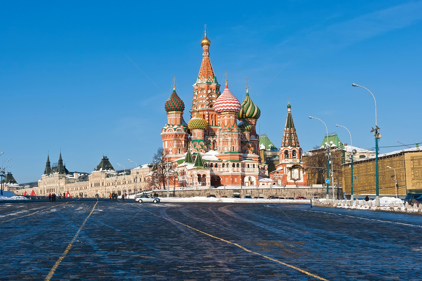 莫斯科圣巴西尔大教堂红色宗教建筑学旅行建筑天空崇拜中心首都历史图片