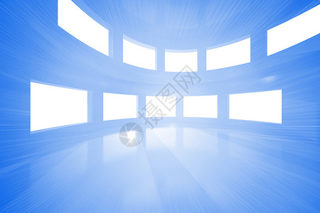 有窗户的亮蓝色房间绘图白色计算机背景图片