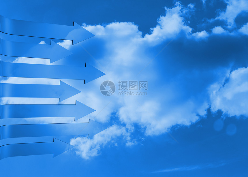 蓝色的天空箭头多云绘图计算机图片