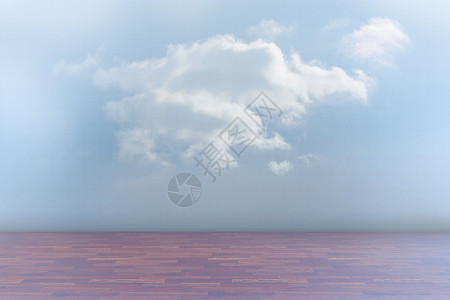 房间里有云计算机天空绘图投影多云地板背景图片