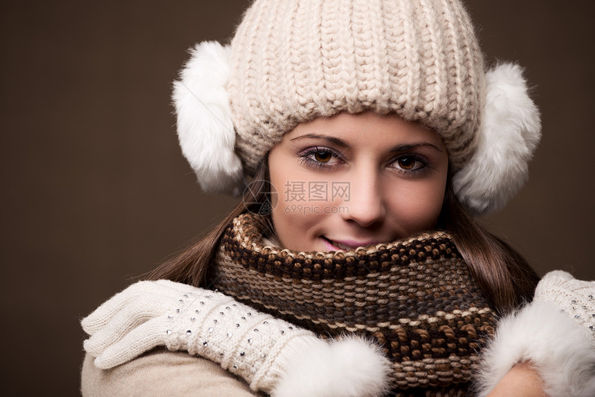 冬季时装手套女子美丽女士女性女孩帽子衣服图片