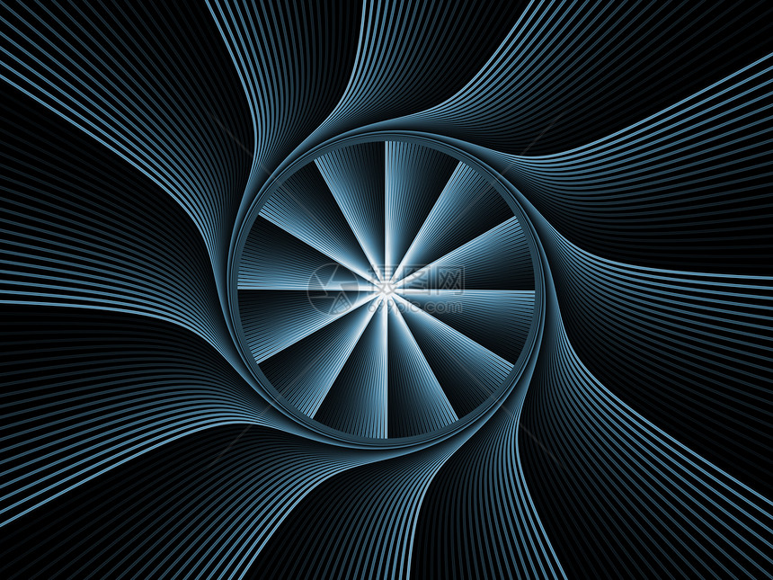分形烧速加速螺旋射线辐射蓝色旋转数学几何学装饰品中心黑色图片