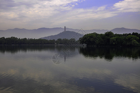 漱玉泉尤泉山日落绿色历史蓝色风景旅游树木天空金子皇家背景