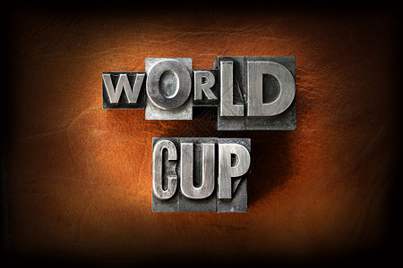 世界杯来了世界杯金属黑色拼写古董打字稿墨水积木足球比赛锦标赛背景