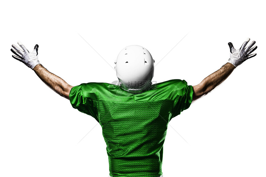 足球运动员绿色职业运动黑色头盔团队竞技肌肉力量文化图片