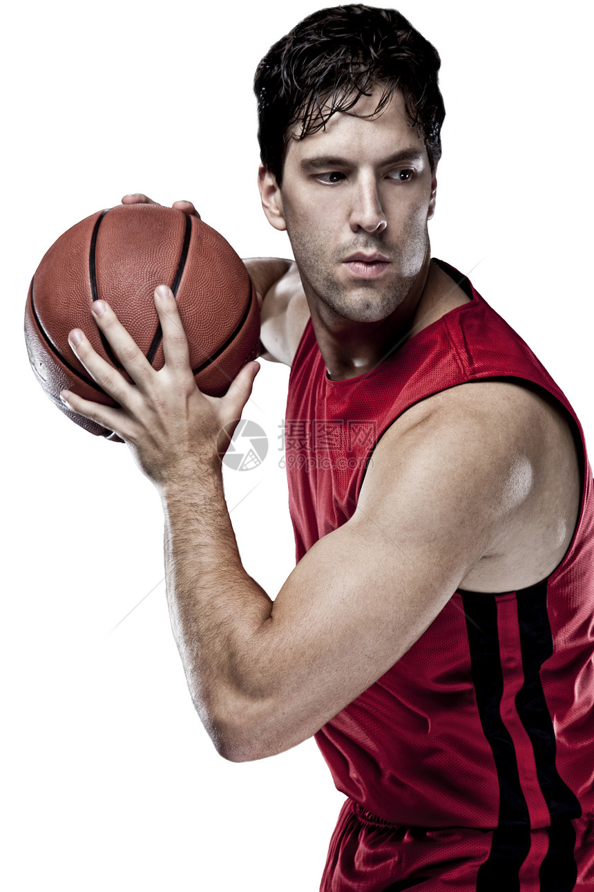 篮球运动员红色团队制服竞技健身运动奉献背景练习职业图片