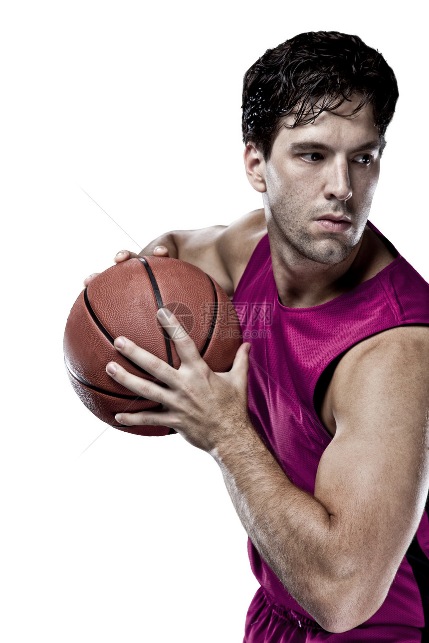 篮球运动员跳绳练习运动团队背景粉色职业精神黑色制服图片