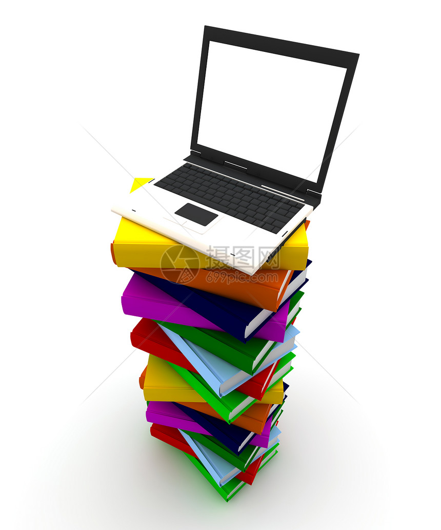计算机在书本上使用收藏商业学习书店教育互联网工作插图出版物电脑图片