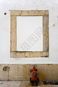 在框架中复制空间空白房间窗户住宅建筑红色房子白色消防栓建筑学背景图片