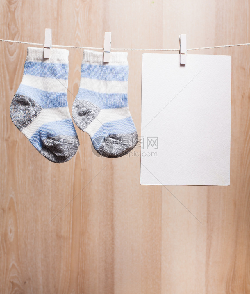 男婴婴儿袜剪贴簿空白衣服问候语新生袜子派对邀请函生日问候图片