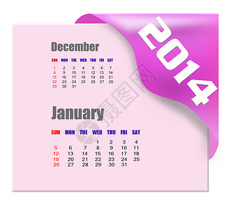 2014年1月日历活页数字命令笔记本笔记空白红色公告日程插图背景图片