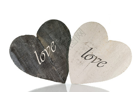 两木制心脏形状 与爱背景图片