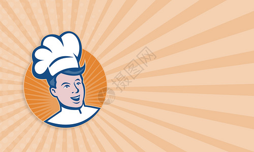 炊事总厨海报面包师男性艺术品工人圆圈帽子厨师食品男人背景图片