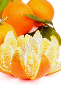 带线段的近针横截面健康饮食圆圈甜食食物叶子白色橙子饮食热带背景图片