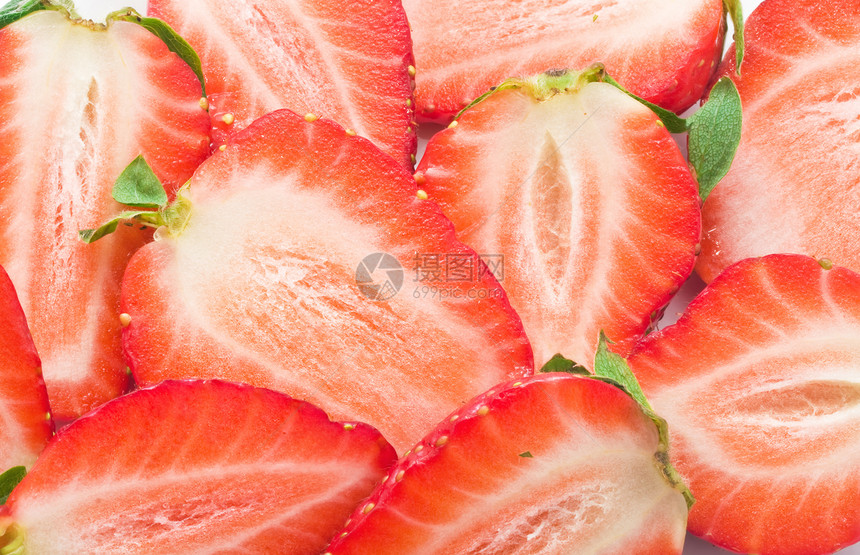 草莓小吃水果甜点食物浆果饮食红色绿色图片