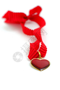 红心情人吊牌礼品红色标签丝带心形背景图片
