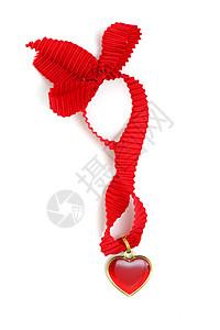 红心红色情人丝带吊牌标签礼品心形背景图片