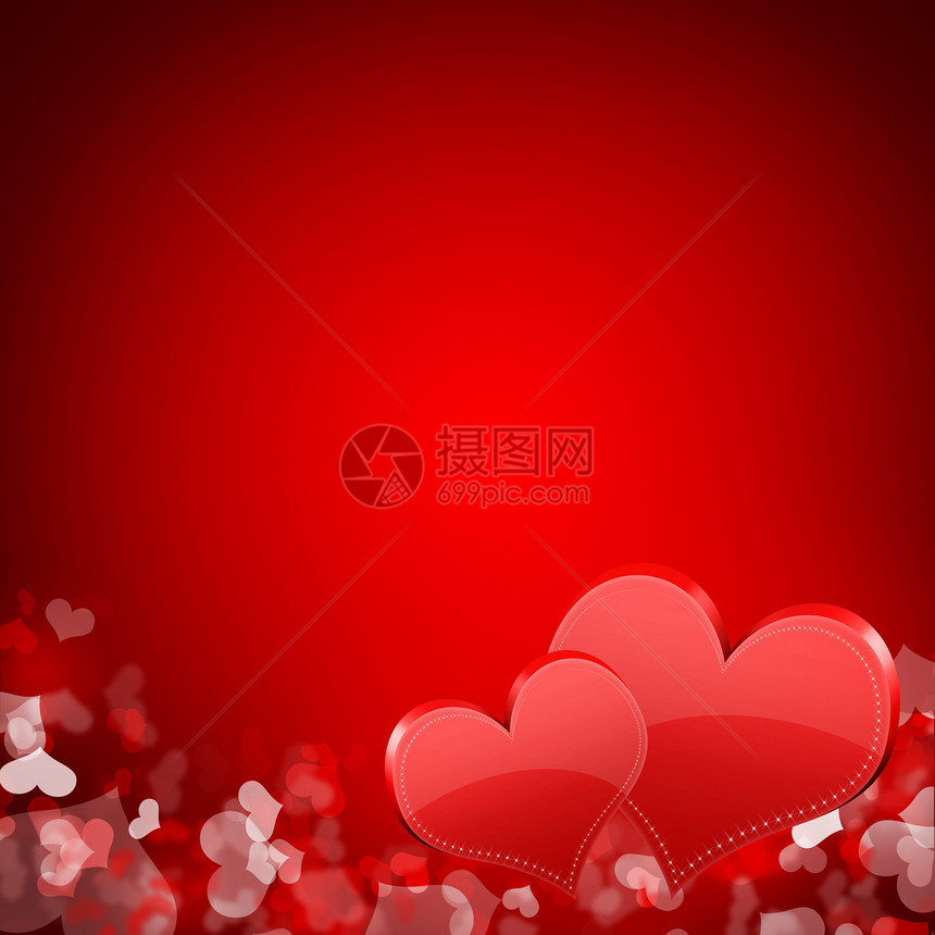 2个红红红心 背景摘要装饰问候语插图婚姻周年绘画卡片曲线热情纪念日图片