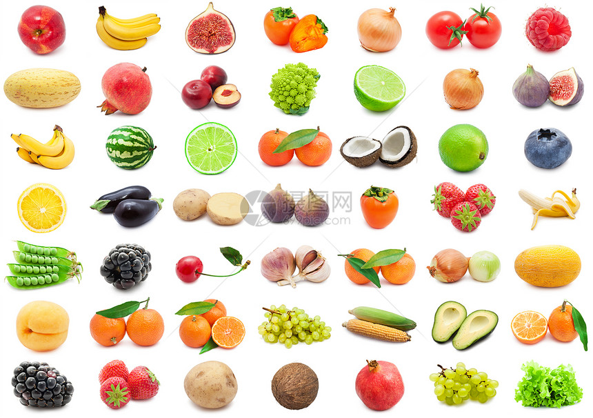 水果和蔬菜胡椒椰子西瓜茄子洋葱黄瓜石榴菜花柿子柠檬图片
