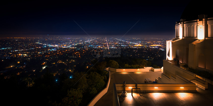 从格里菲斯天文台看的洛杉矶天文台风光城市景观结构水平全景摄影目的地旅游图片