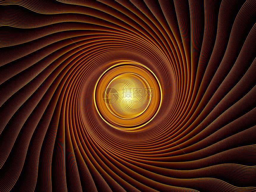 分形沉积的能量中心黄色辐射设计金子元素黑色装饰品渲染径向图片