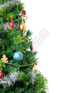 装饰的圣诞节树绿色白色松树背景图片