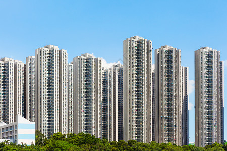 香港住宅区香港特区袖珍蓝色海景建筑天际公寓天空住宅摩天大楼人口打包高清图片素材
