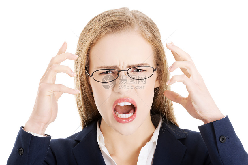 张开嘴的愤怒和愤怒的商业女人正在尖叫秘书人士挫折管理人员女性情绪侵略皮肤压力老板图片