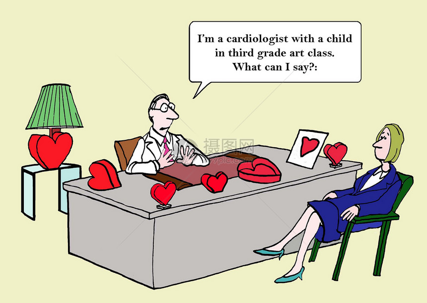心脏医生班级父亲孩子女士工艺家庭艺术风格礼物漫画图片