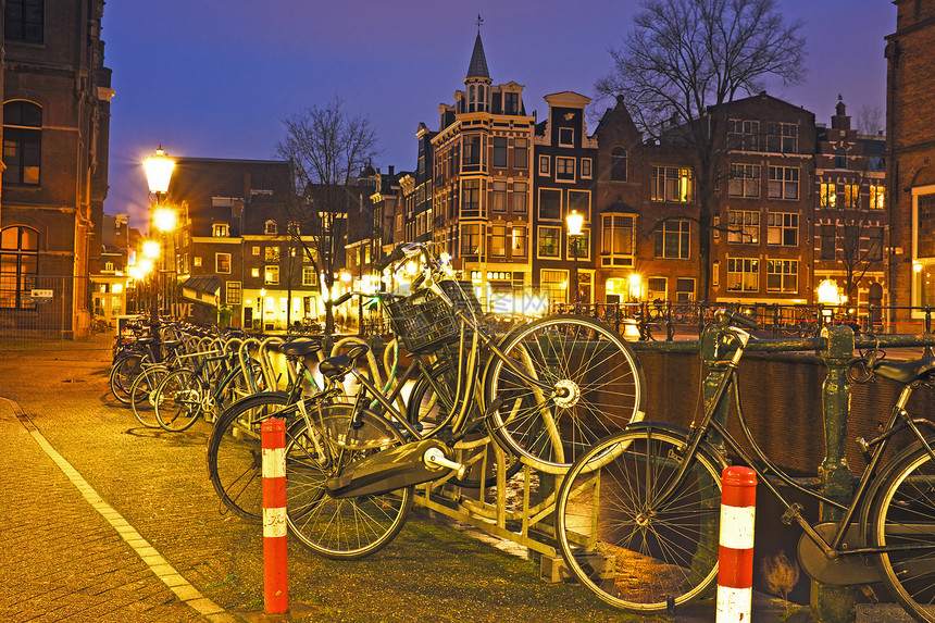 荷兰阿姆斯特丹市风景荷兰阿姆斯特丹自行车历史城市运输建筑风光船屋建筑学房子首都图片