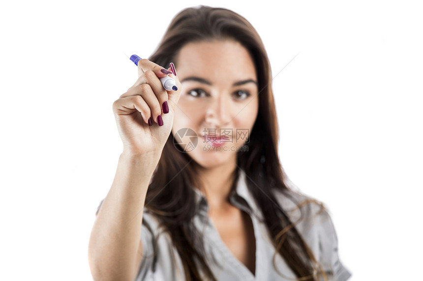商业妇女画画图表女性墨水技术绘画人士经理创造力数据库工作图片