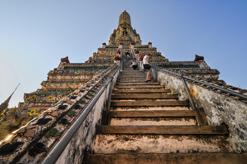 寺和曼谷美丽的蓝天天空神社景观城市寺庙连体佛教徒建筑学宗教吸引力图片