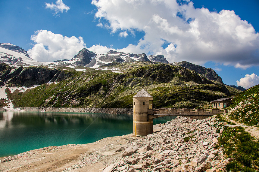 奥地利Kaprun全景力量冰川季节水库该隐游客地质学旅游地理燃料图片
