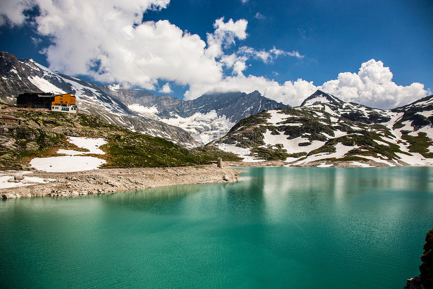 奥地利Kaprun全景冰川旅行燃料力量水库该隐季节蓝色游客太阳图片