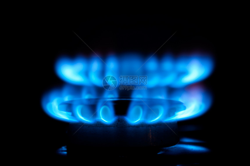 蓝气体火焰温暖甲烷燃料警告器具活力厨房丁烷戒指椭圆形图片