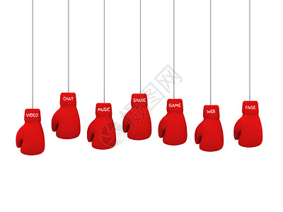 红挂运动手套上的社交媒体文字网络高清图片素材