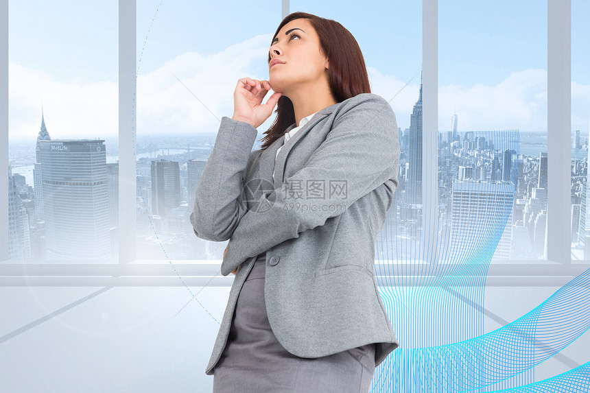 重点突出的女商务人士综合形象女性女士天空公司商务多云绘图房间计算机职业图片