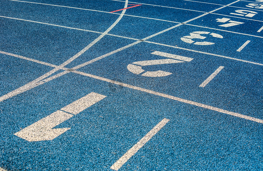 运行轨道竞赛蓝色起跑线体育场车道运动图片