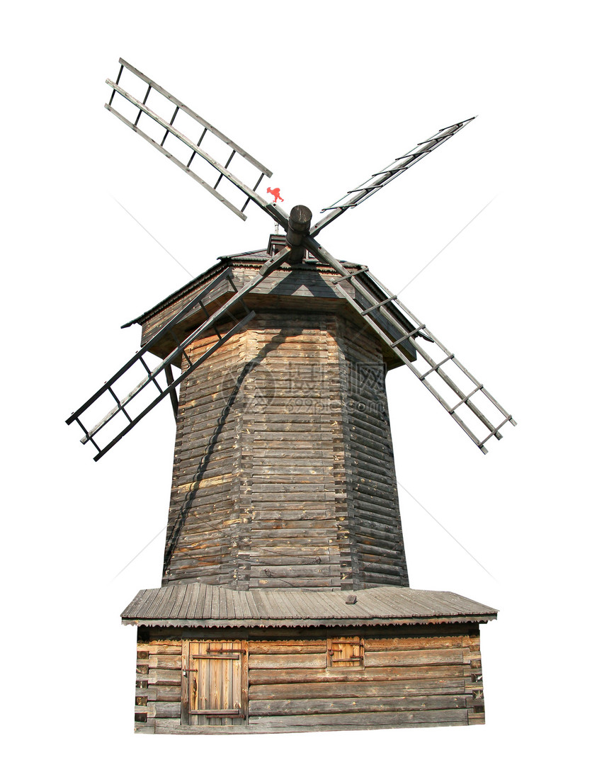 风风车木头历史性叶片刀片涡轮机风向标历史农业工厂家庭图片