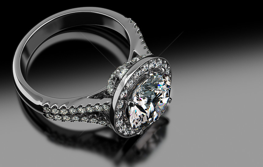 贵钻石环反射金子宝藏女性礼物婚礼坡度宝石石头财富图片